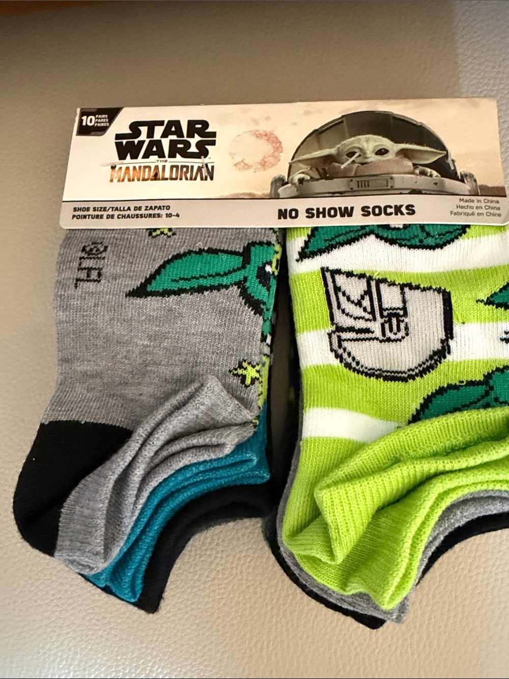 Star Wars The Mandalorian Grogu Boys No Show Socks – 10 Pairs – Size 10–4
